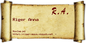 Riger Anna névjegykártya